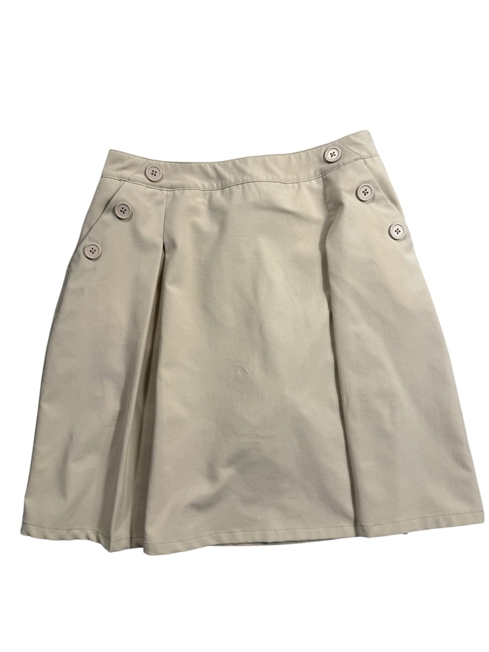 Nautica Size 16 Cream Khaki A-Line Skort Buttons Stretch Back to School Uniform